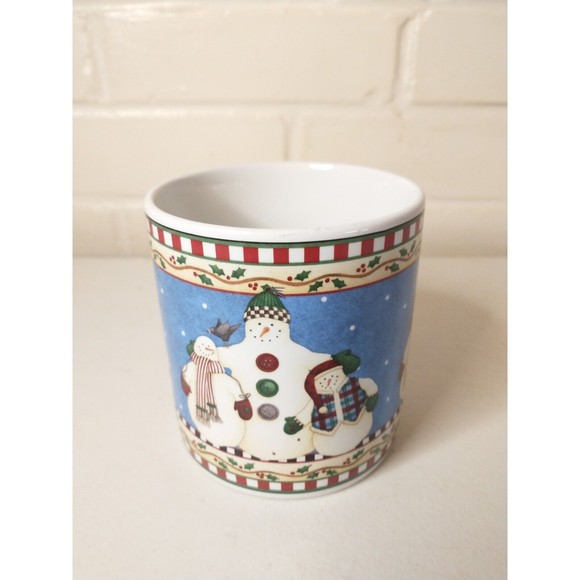 Jolly Snowmen Mugs Debbie Mumm Sakura  2000 Set Of 4 - Picture 6 of 13